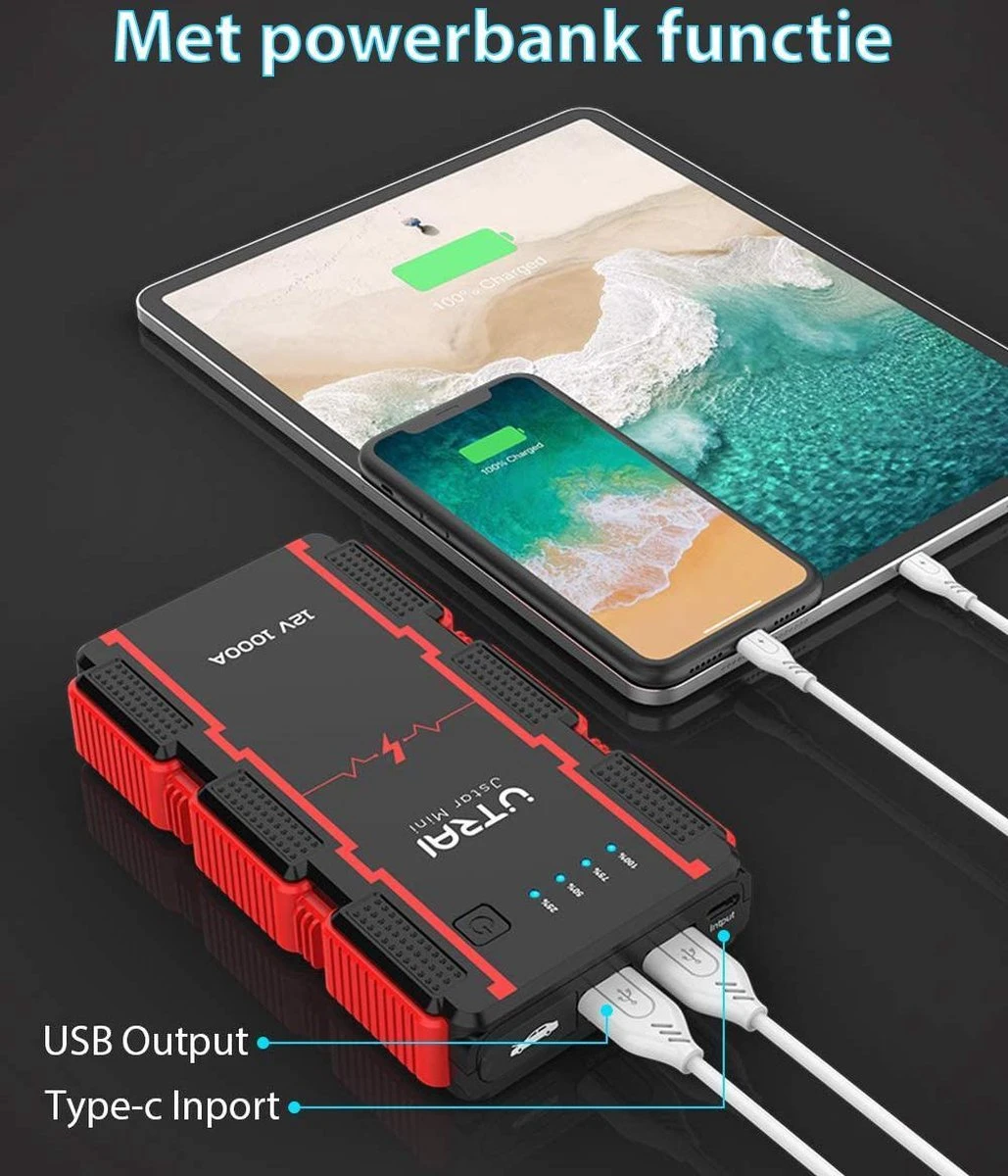 UTRAI - Jump Starter Auto - Batterij 13000mAh - 1000A - Smart-Clip Power Bank Met Batterij Detectie Voor 12V - Auto Booster Jumpstarter Mini 4 UTRAI - Jump Starter Auto - Batterij 13000mAh - 1000A - Smart-Clip Power Bank Met Batterij Detectie Voor 12V - Auto Booster Jumpstarter Mini - Image 4