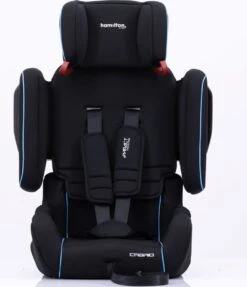 Hamilton By Yoop Cabrio Premium Opvouwbare Autostoel – Veilig, Comfortabel En Lichtgewicht Autozitje – Groep I, II, III Autostoeltje Voor 9 Maanden Tot 12 Jaar – Neon Blauw – ISOFIX Kliksysteem - 1e Opvouwbare Autostoel Ter Wereld - Zwart/Neon Blauw -Maxi-Cosi Winkel 1034x1200