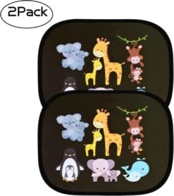 Merkloos Zonnescherm Auto Zijruit Kind - Zonwering Auto Zelfklevend - UV Protectie - Autozonnescherm Voor Kinderen - 2 Stuks - Dieren Multi Colour -Maxi-Cosi Winkel 1067x1200 1