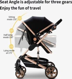 Luxe Kinderwagen 3 In 1 - Wandelwagen - Kinderwagen 3-in-1 Incl Autostoel - Kinderwagen Maxi Cosi – Buggy 3 In 1 - Newborn - Zwart/goud -Maxi-Cosi Winkel 1084x1200 7