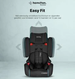 Hamilton By Yoop Cabrio Premium Opvouwbare Autostoel – Veilig, Comfortabel En Lichtgewicht Autozitje – Groep I, II, III Autostoeltje Voor 9 Maanden Tot 12 Jaar – Neon Blauw – ISOFIX Kliksysteem - 1e Opvouwbare Autostoel Ter Wereld - Zwart/Neon Blauw -Maxi-Cosi Winkel 1139x1200 8