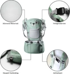 Baby Draagzak - Buik/Rug Babydrager Met Zacht Zitje (0-36 Maanden) - Groene Beer -Maxi-Cosi Winkel 1145x1200 5