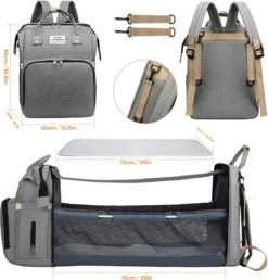 Product Plaza - Luier- En Verzorgingstas - Baby Rug Tas Met Bed - Reis Rugzak - Grote Capaciteit - Jongens En Meisjes - Grijs - Luier Tas - Verzorgingstas Baby - Uitschuifbaar Verschoon/ Slaap Bedje – Multifunctionele Rugzak 0-1 Jaar – -Maxi-Cosi Winkel 1149x1200 2