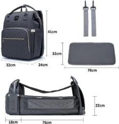 Luiertas - Multifuctioneel Luiertas 3 In 1 - Met Babybedje - Met Verschoningsmatje - Grijs - Met Usb - Met Verdikt Matras -Maxi-Cosi Winkel 1158x1200 7