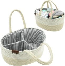 ADSafety - Luxe Katoenen Luiertas - Inclusief Uitneembare Organizer - Verzorgingstas - Opbergtas - Commode Mandje - Baby Spullen - Crème