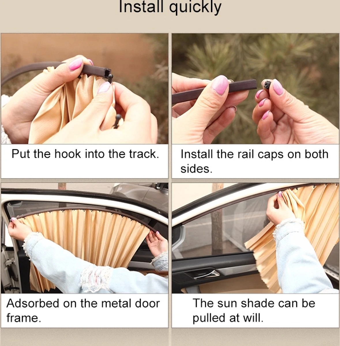 Merkloos 4 In 1 Auto Auto Zonnescherm Gordijnen Voorruit Cover Set (goud) 2 Merkloos 4 In 1 Auto Auto Zonnescherm Gordijnen Voorruit Cover Set (goud) - Image 2