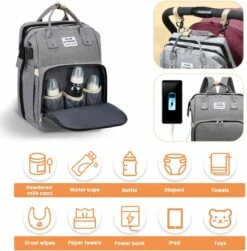 Product Plaza - Luier- En Verzorgingstas - Baby Rug Tas Met Bed - Reis Rugzak - Grote Capaciteit - Jongens En Meisjes - Grijs - Luier Tas - Verzorgingstas Baby - Uitschuifbaar Verschoon/ Slaap Bedje – Multifunctionele Rugzak 0-1 Jaar – -Maxi-Cosi Winkel 1183x1200 4