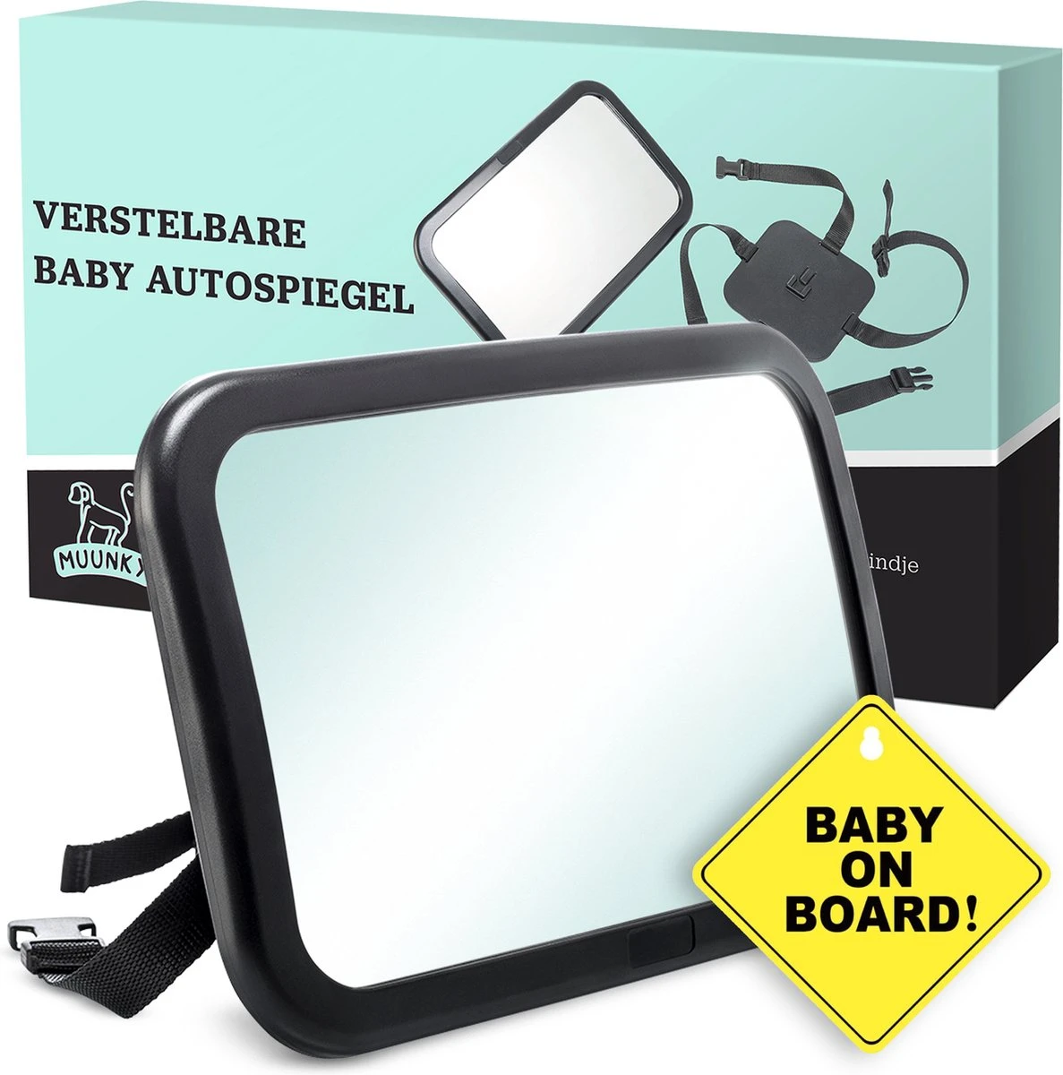 Autospiegel Baby - Verstelbare Achteruitkijkspiegel - Babyspiegel Voor Achterbank - Baby On Board Met Zuignap 1 Autospiegel Baby - Verstelbare Achteruitkijkspiegel - Babyspiegel Voor Achterbank - Baby On Board Met Zuignap