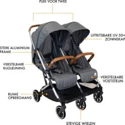 Deryan Luxe Rolo X2 Dubbele Buggy - Duo Buggy - Grijs -Maxi-Cosi Winkel 1199x1200 6