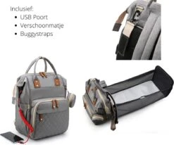 Humpy Dumpy Stijlvolle Luiertas Rugzak (Zwart) Met Uitschuifbaar Verschoon/ Slaap Bedje. Incl. Verschoon Matje, USB Poort & Buggy Straps -Maxi-Cosi Winkel 1200x1001 2