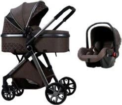 Merkloos Kinderwagen 3-in-1 – Luxe Kinderwagen - Buggy – Wandelwagen - Multifunctioneel – Opklapbaar – Incl Autostoel – Donkerbruin -Maxi-Cosi Winkel 1200x1037 3