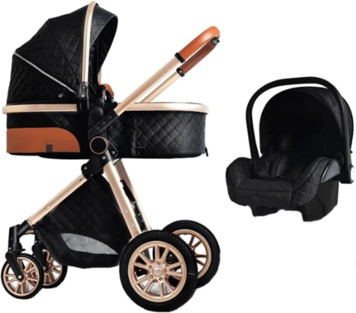 Merkloos Kinderwagen 3-in-1 – Luxe Kinderwagen - Buggy – Wandelwagen - Multifunctioneel – Opklapbaar – Incl. Autostoel – Zwart 2 Merkloos Kinderwagen 3-in-1 – Luxe Kinderwagen - Buggy – Wandelwagen - Multifunctioneel – Opklapbaar – Incl. Autostoel – Zwart - Image 2