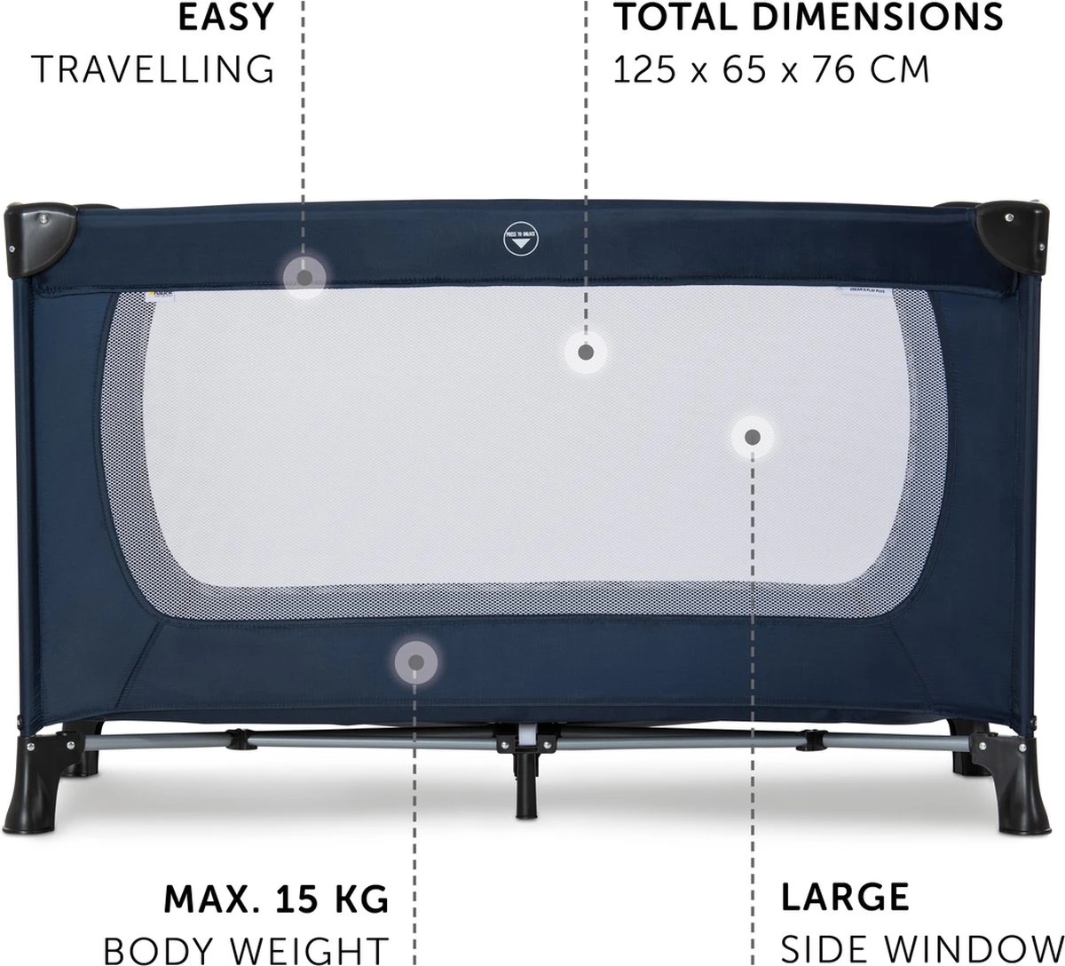 Hauck Dream N Play Plus Campingbedje - Navy 4 Hauck Dream N Play Plus Campingbedje - Navy - Image 4