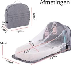 Campingbedje - Camping Bed - Compact Camping Bedje - Baby Nestje - Inclusief Klamboe - Baby Tentje - Grijs - Luxe Campingbedje -Maxi-Cosi Winkel 1200x1100 1