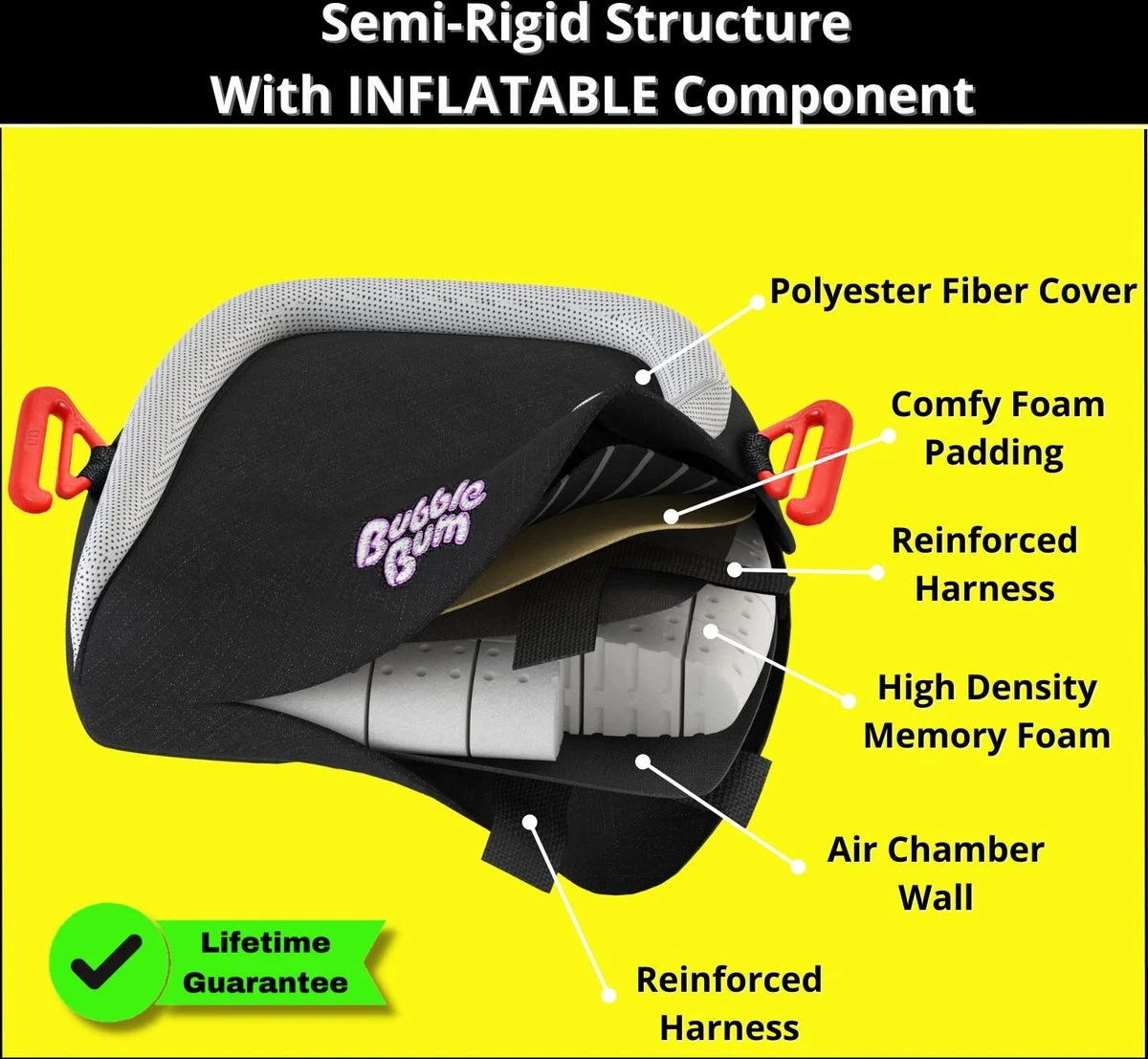 BubbleBum - Inflatable Child's Safety Booster Seat - Raspberry 5 BubbleBum - Inflatable Child's Safety Booster Seat - Raspberry - Image 5