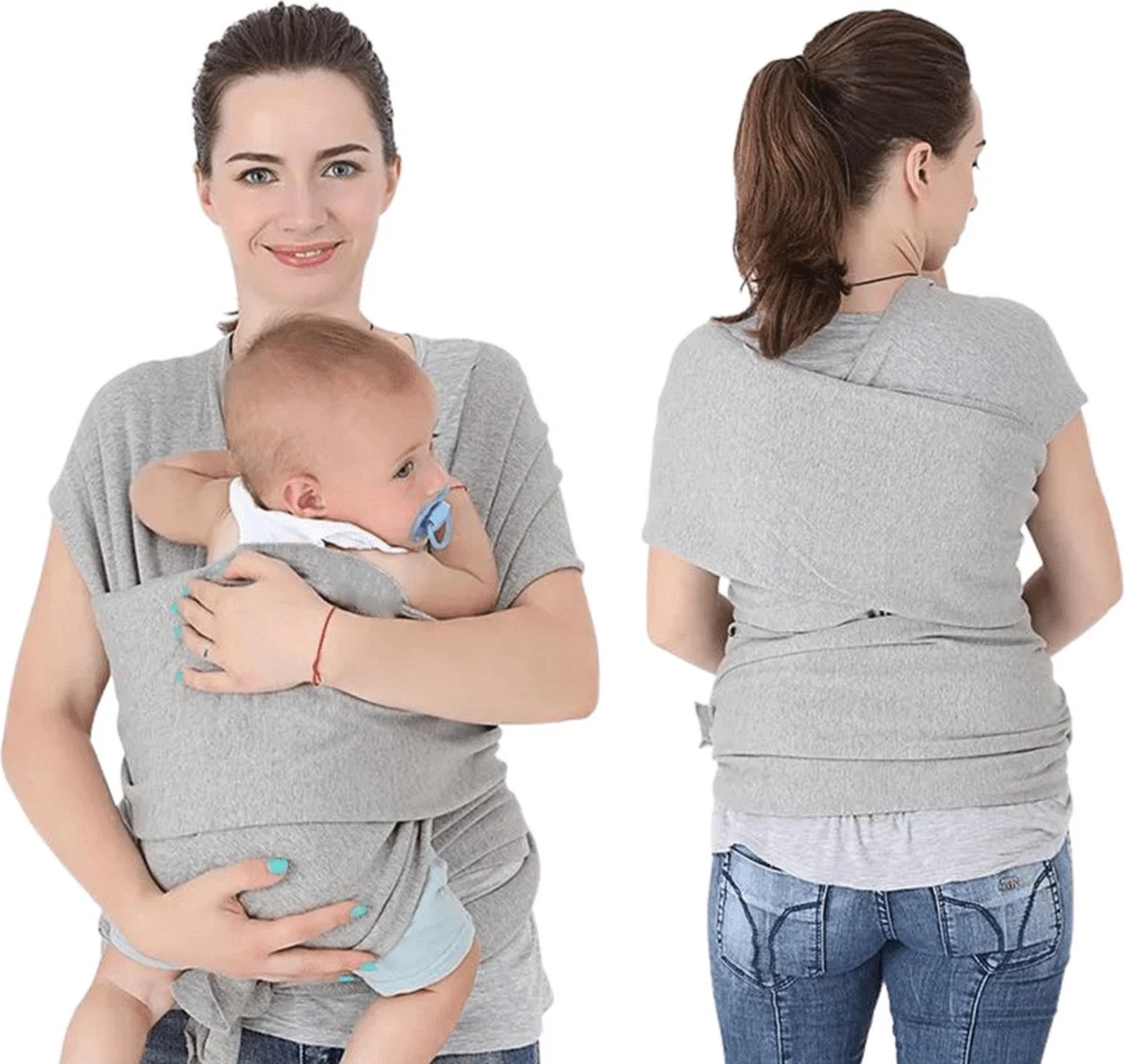 Baby Mama Draagdoek Grijs - Rekbaar - Biologisch Katoen - Ergonomisch - Draagzak - Tot 15KG 1 Baby Mama Draagdoek Grijs - Rekbaar - Biologisch Katoen - Ergonomisch - Draagzak - Tot 15KG