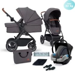 Kinderkraft B-Tour Ash Grey 3-in-1 Combi Kinderwagen Incl. Autostoel KSBTOU00DGR3000 -Maxi-Cosi Winkel 1200x1136 9