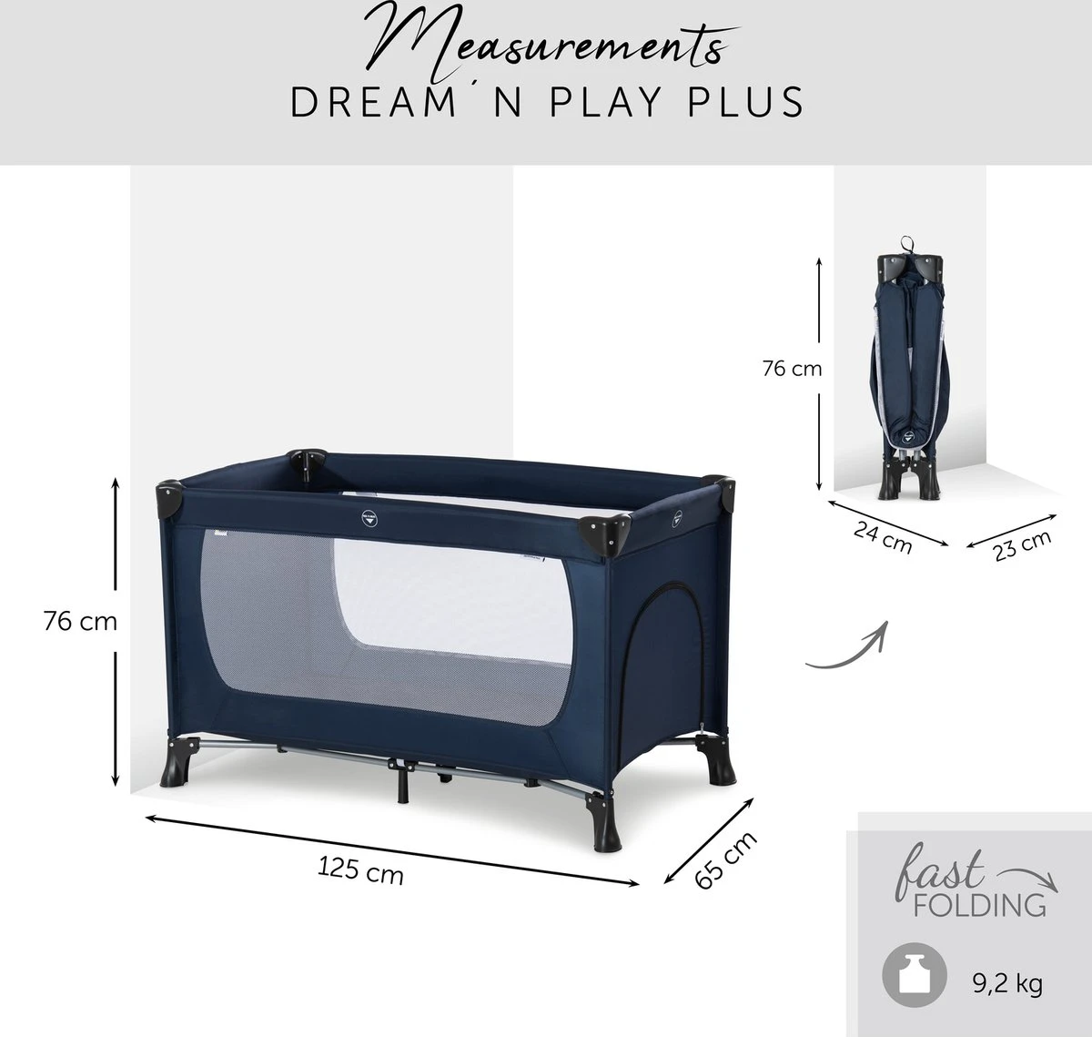 Hauck Dream N Play Plus Campingbedje - Navy 8 Hauck Dream N Play Plus Campingbedje - Navy - Image 8