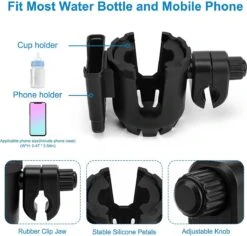 BOTC 2 In 1 Bekerhouders & Telefoonhouder - Cup Organizer Voor Kinderwagen, Fiets, Rolstoel, Walker - Zwart -Maxi-Cosi Winkel 1200x1146