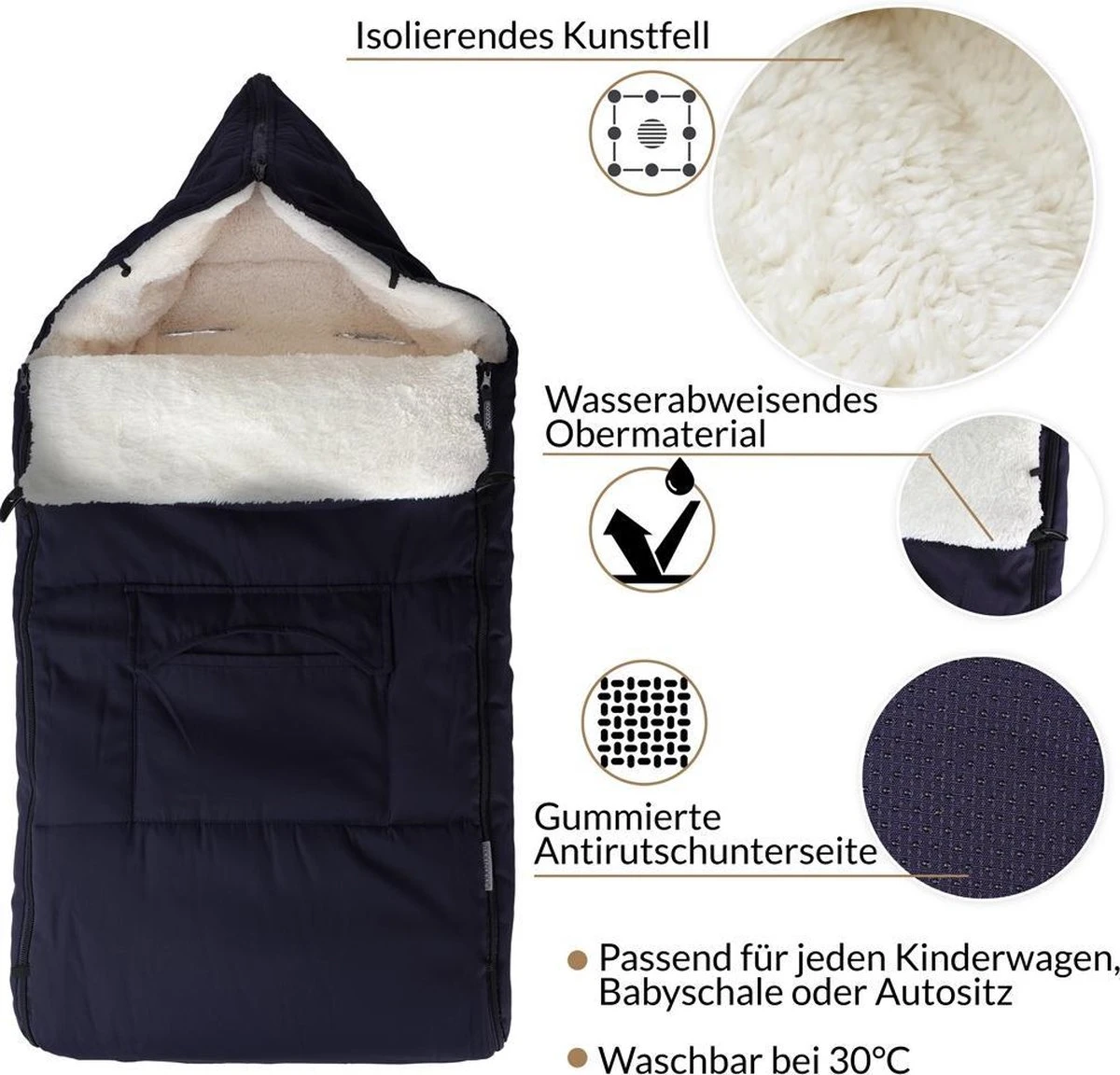 Monzana Voetenzak - Voor Kinderwagen Of Stoeltje - 93x56cm Donkerblauw 5 Monzana Voetenzak - Voor Kinderwagen Of Stoeltje - 93x56cm Donkerblauw - Image 5
