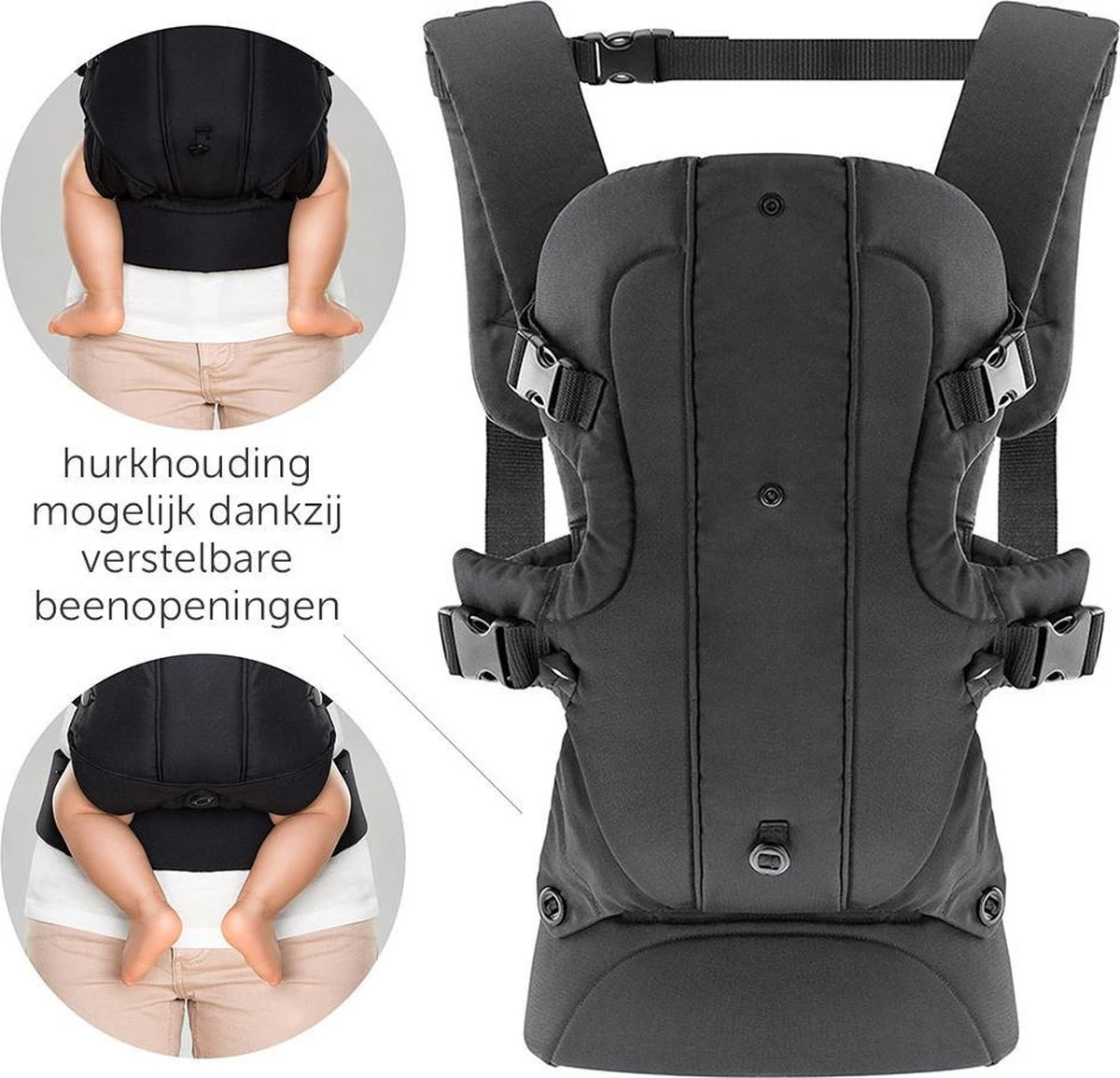 Fillikid Draagzak/Doek - 4 In 1 Ergonomische Buikdrager En Rugdrager - Zwart 5 Fillikid Draagzak/Doek - 4 In 1 Ergonomische Buikdrager En Rugdrager - Zwart - Image 5