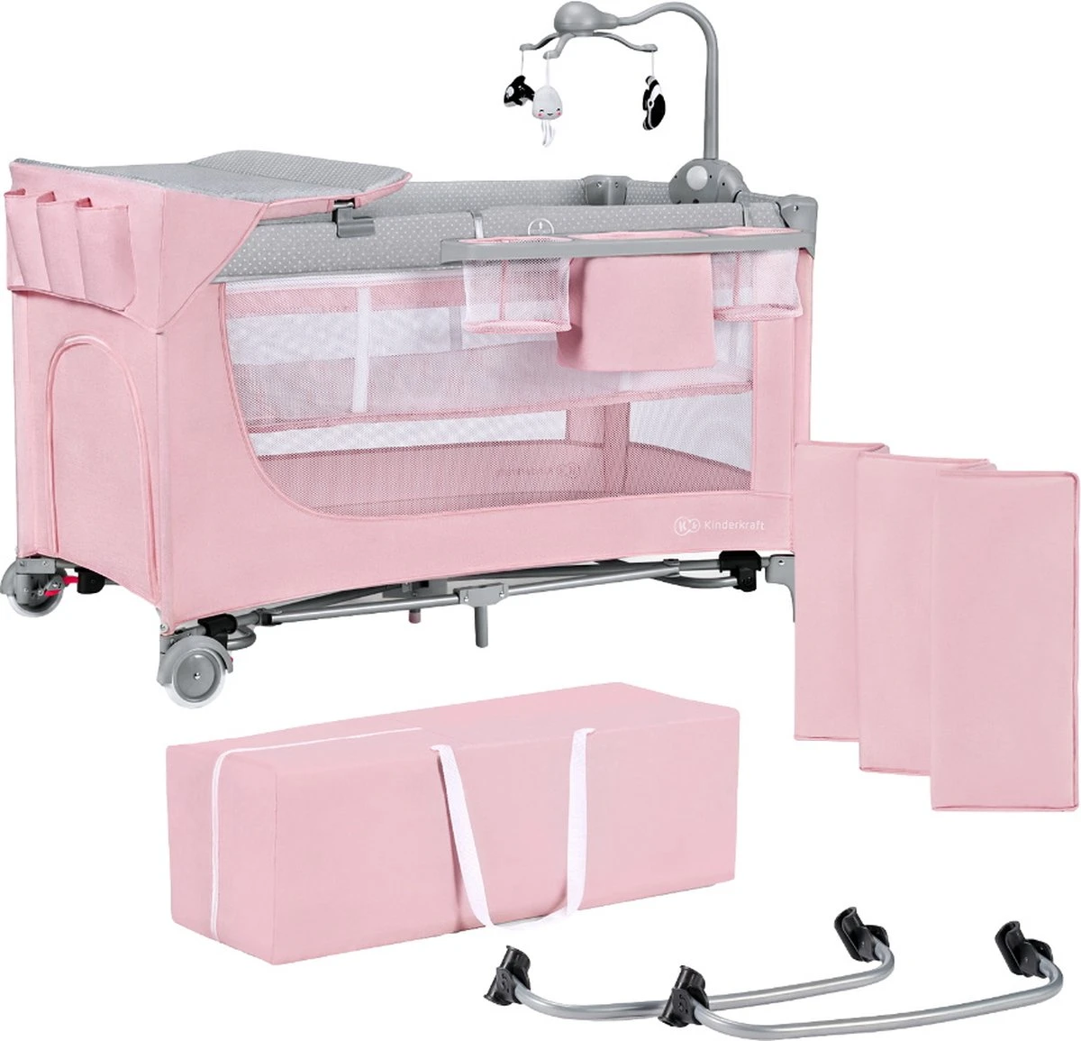 Kinderkraft Campingbed - Leody Met Accessoires - Roze 1 Kinderkraft Campingbed - Leody Met Accessoires - Roze