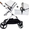 Deryan Evy Kinderwagen - Duo Kinderwagen - Uitbreidbaar - Inclusief Reiswieg - Creme