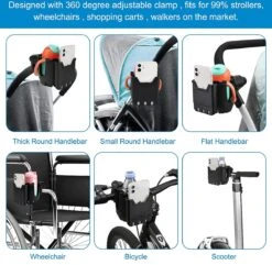 BOTC 2 In 1 Bekerhouders & Telefoonhouder - Cup Organizer Voor Kinderwagen, Fiets, Rolstoel, Walker - Zwart -Maxi-Cosi Winkel 1200x1169 4