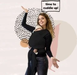 Cuddie Baby Draagdoek - Premium Organic Baby Draagdoek Gemaakt Van Bio Katoen - Newborns Tot 15 Kg - Baby Cadeau - Met Wenskaart - Zwart -Maxi-Cosi Winkel 1200x1171 8