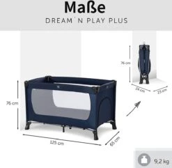 Hauck Dream N Play Plus Campingbedje Set - Met Matras En Muggennet - Navy -Maxi-Cosi Winkel 1200x1173 1