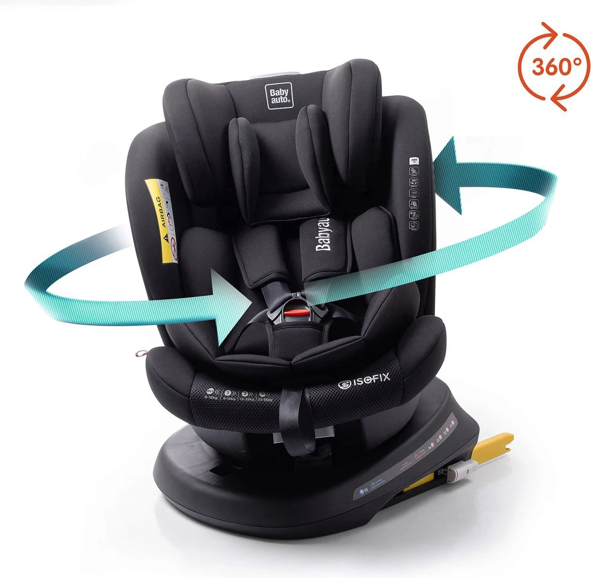Autostoel Babyauto Rodia 360° Met Isofix - Groep 0+/1/2/3 Zwart (0-36kg) 3 Autostoel Babyauto Rodia 360° Met Isofix - Groep 0+/1/2/3 Zwart (0-36kg) - Image 3