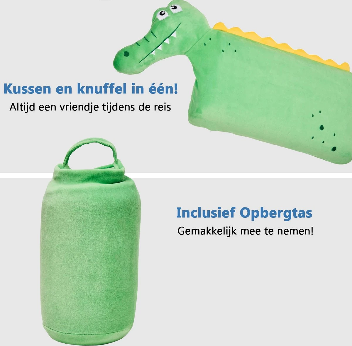 CabinMax Nekkussen - Reiskussen Kinderen - Memory Foam Nek Kussen - Inclusief Opbergtas - Krokodil - Groen 2 CabinMax Nekkussen - Reiskussen Kinderen - Memory Foam Nek Kussen - Inclusief Opbergtas - Krokodil - Groen - Image 2