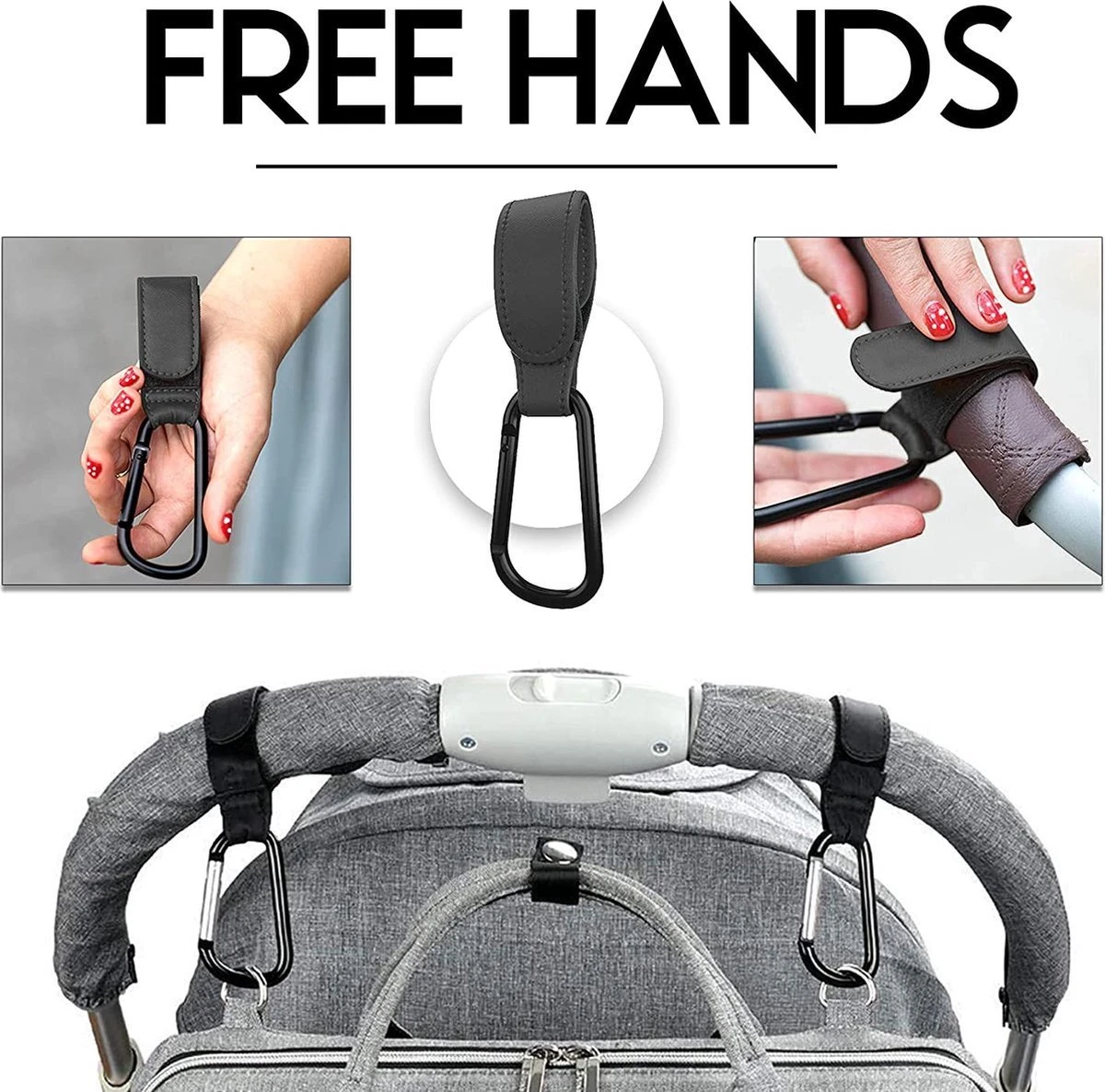 BOTC Kinderwagen Tassenhaakjes - Leer - Haakjes Voor Tassen - Set Van 2 - Leather - Extra Stevig - Buggy Haakjes - Zwart 6 BOTC Kinderwagen Tassenhaakjes - Leer - Haakjes Voor Tassen - Set Van 2 - Leather - Extra Stevig - Buggy Haakjes - Zwart - Image 6