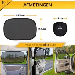 Lifestyle Living Zonnescherm Auto Zijruit – Zonwering Voor Baby En Kind – Zonder Zuignappen – UV Protectie – 2 Stuks – 51 X 31CM – Statisch - Zelfklevend -Maxi-Cosi Winkel 1200x1195 4