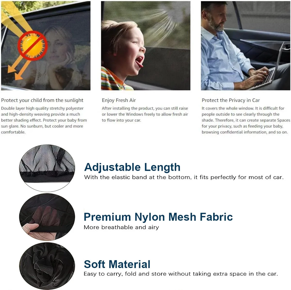 CUBEXCOM® Auto Zonnescherm, Autoraamschaduwen Voor Baby, Kinderen, Volwassenen En Huisdieren, 2 STUKS, Autoruit Zonwering, Universele Zonnescherm Zonnewering, Auto Klamboe Gordijn, UV Zonbescherming Protectie, Anti-Verblinding 4 CUBEXCOM® Auto Zonnescherm, Autoraamschaduwen Voor Baby, Kinderen, Volwassenen En Huisdieren, 2 STUKS, Autoruit Zonwering, Universele Zonnescherm Zonnewering, Auto Klamboe Gordijn, UV Zonbescherming Protectie, Anti-Verblinding - Afbeelding 4