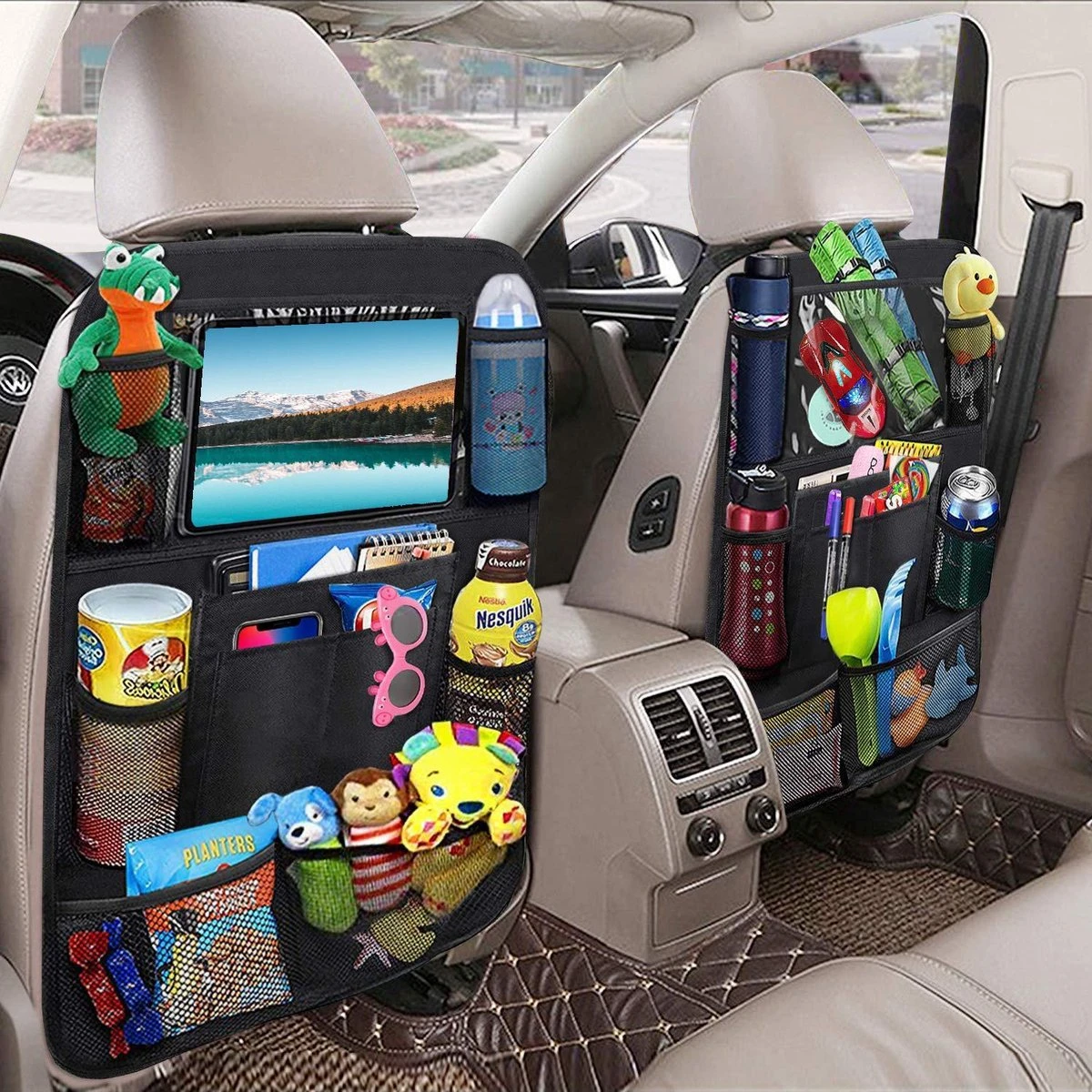 Merkloos Autostoel Organizer Met Tablet Houder - Set Van 2 - Beschermer Achterkant - Universeel 2 Merkloos Autostoel Organizer Met Tablet Houder - Set Van 2 - Beschermer Achterkant - Universeel - Image 2