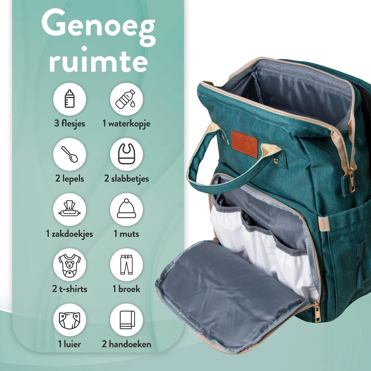 Luiertas Rugzak - Monx Luiertas Verzorgingstas Met Uitklapbaar Babybedje - Overzichtelijke Luierrugzak Extra Buggy En Kinderwagen Haken Inclusief Geïsoleerde Flessenhouder - Groen 15 Luiertas Rugzak - Monx Luiertas Verzorgingstas Met Uitklapbaar Babybedje - Overzichtelijke Luierrugzak Extra Buggy En Kinderwagen Haken Inclusief Geïsoleerde Flessenhouder - Groen - Image 15