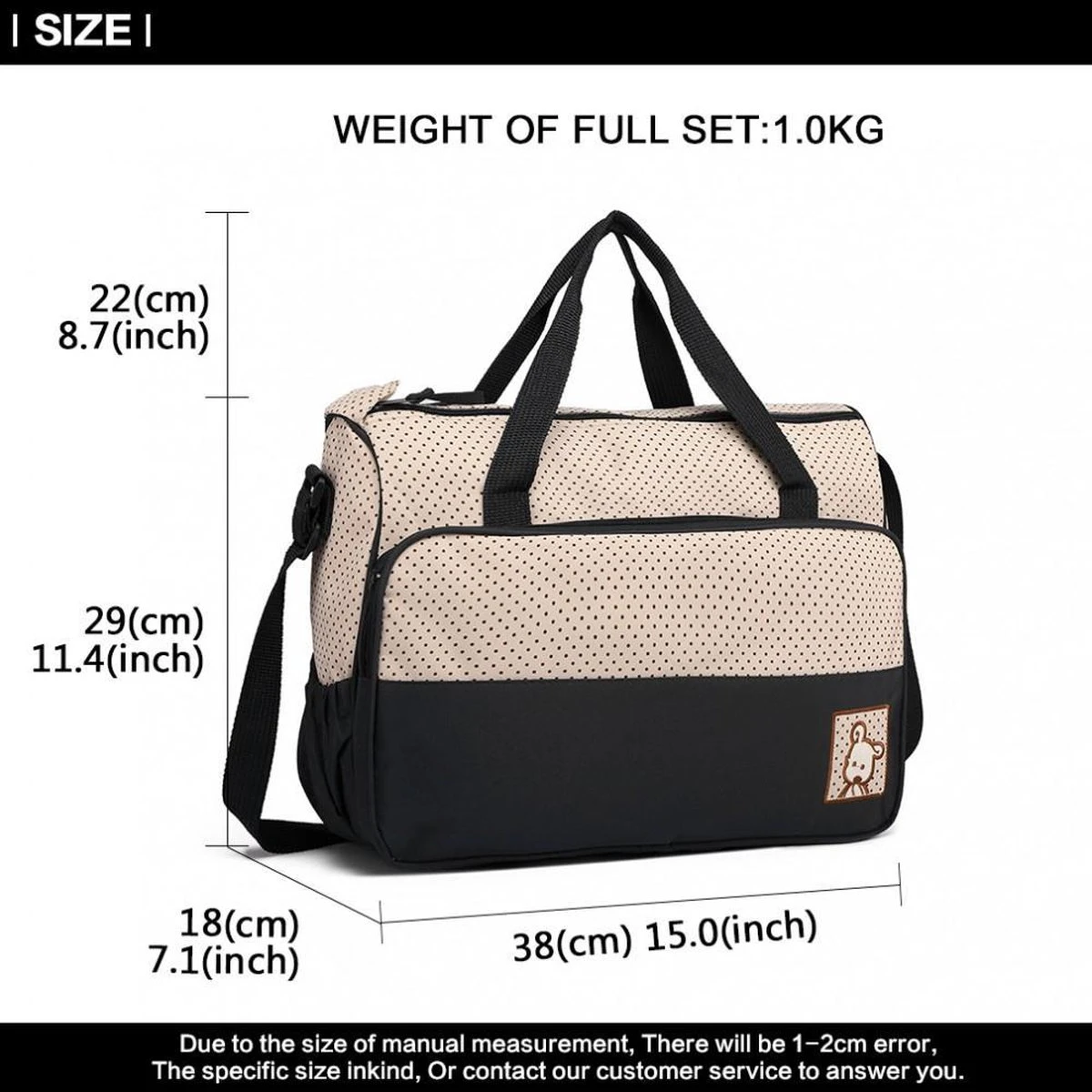 Miss Lulu Luier- En Verzorgingstas - 5 Set - Zwart (9026 BK) 2 Miss Lulu Luier- En Verzorgingstas - 5 Set - Zwart (9026 BK) - Image 2