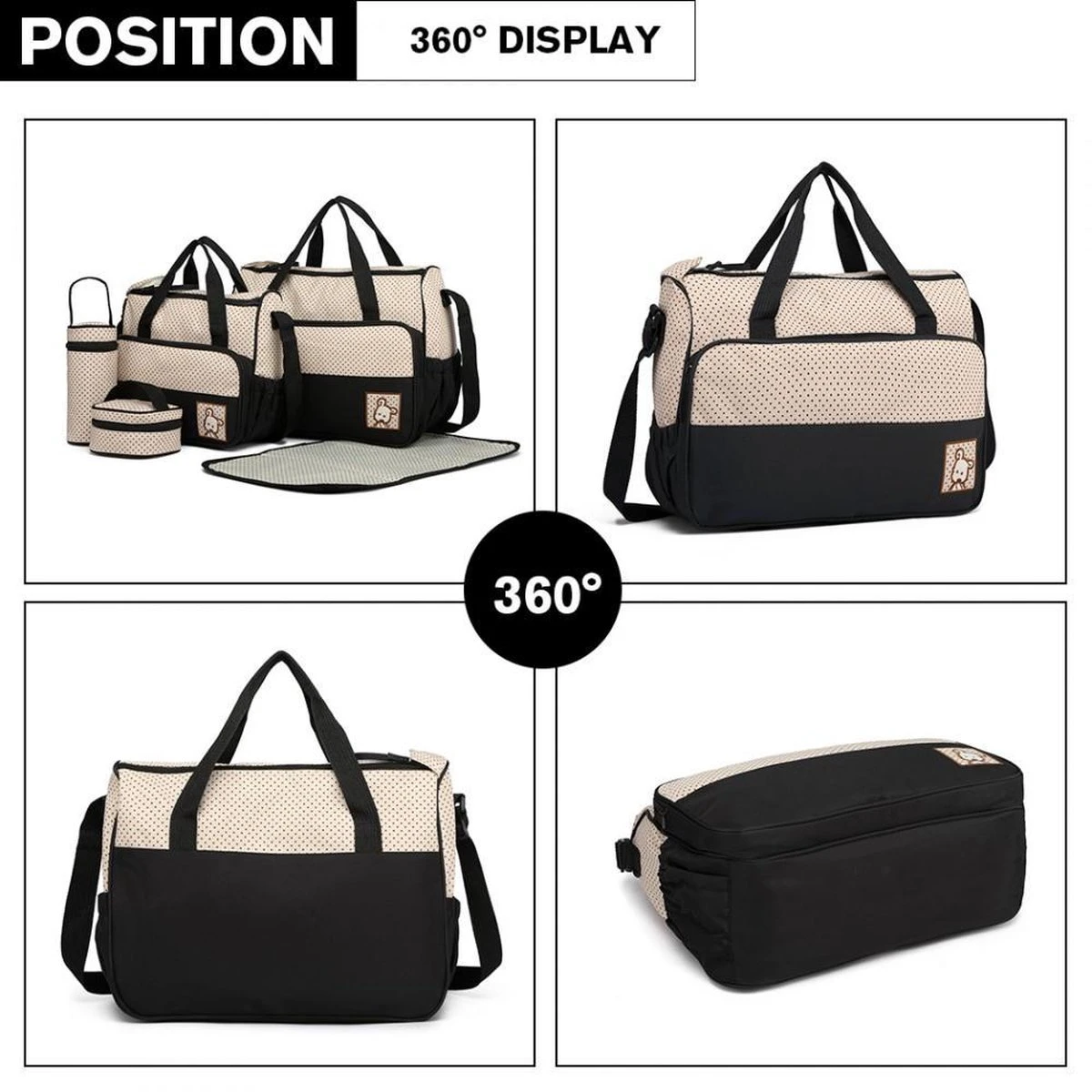 Miss Lulu Luier- En Verzorgingstas - 5 Set - Zwart (9026 BK) 4 Miss Lulu Luier- En Verzorgingstas - 5 Set - Zwart (9026 BK) - Image 4