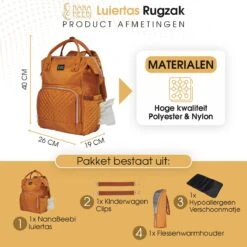NanaBeebi Luiertas Rugzak Met Verschoonmatje - Cognac - Inclusief Flessenwarmhouder - Kinderwagenhaken En Isoleervak -Maxi-Cosi Winkel 1200x1200 1222