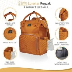 NanaBeebi Luiertas Rugzak Met Verschoonmatje - Cognac - Inclusief Flessenwarmhouder - Kinderwagenhaken En Isoleervak -Maxi-Cosi Winkel 1200x1200 1223