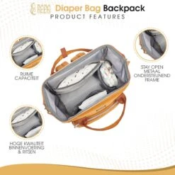 NanaBeebi Luiertas Rugzak Met Verschoonmatje - Cognac - Inclusief Flessenwarmhouder - Kinderwagenhaken En Isoleervak -Maxi-Cosi Winkel 1200x1200 1225