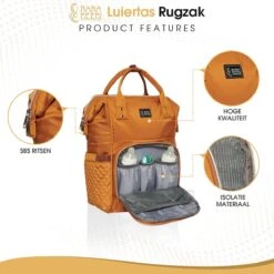 NanaBeebi Luiertas Rugzak Met Verschoonmatje - Cognac - Inclusief Flessenwarmhouder - Kinderwagenhaken En Isoleervak -Maxi-Cosi Winkel 1200x1200 1226