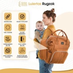 NanaBeebi Luiertas Rugzak Met Verschoonmatje - Cognac - Inclusief Flessenwarmhouder - Kinderwagenhaken En Isoleervak -Maxi-Cosi Winkel 1200x1200 1229