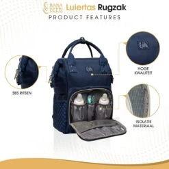 NanaBeebi Luiertas Rugzak Met Verschoonmatje - Blauw - Inclusief Flessenwarmhouder - Kinderwagenhaken En Isoleervak -Maxi-Cosi Winkel 1200x1200 1234
