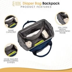 NanaBeebi Luiertas Rugzak Met Verschoonmatje - Blauw - Inclusief Flessenwarmhouder - Kinderwagenhaken En Isoleervak -Maxi-Cosi Winkel 1200x1200 1237