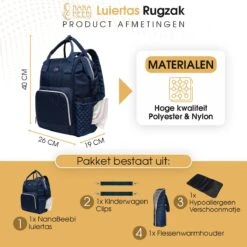 NanaBeebi Luiertas Rugzak Met Verschoonmatje - Blauw - Inclusief Flessenwarmhouder - Kinderwagenhaken En Isoleervak -Maxi-Cosi Winkel 1200x1200 1238