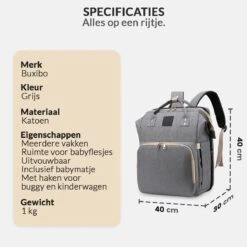 Buxibo 2-in-1 Luier- En Verzorgingstas - Inclusief Verschoon Matje - Baby Rug Tas Met Isoleervak - Diaper Backpack Bag - Reis Rugzak Inclusief Buggy En Kinderwagen Haken - Grote Capaciteit - -Maxi-Cosi Winkel 1200x1200 1248