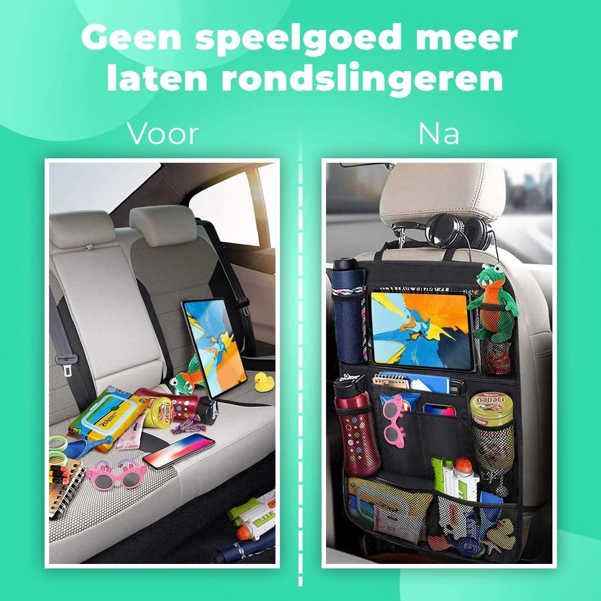 Essential Goods Autostoel Organizer - Inclusief IPadhouder - Opbergtas Auto - Multifunctioneel - Autostoelaccessoires 2 Stuks 2 Essential Goods Autostoel Organizer - Inclusief IPadhouder - Opbergtas Auto - Multifunctioneel - Autostoelaccessoires 2 Stuks - Image 2