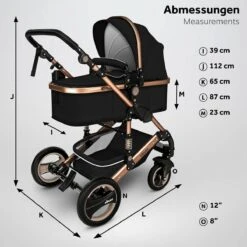 KIDUKU- 3 In 1 Combi-kinderwagen- Zwart/goud- Buggy Incl. Autostoeltje-regenhoes- Inklapbaar -Maxi-Cosi Winkel 1200x1200 1886